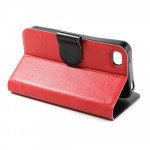 Wholesale iPhone 5S 5 Slim Flip Wallet Case (Red - Black)